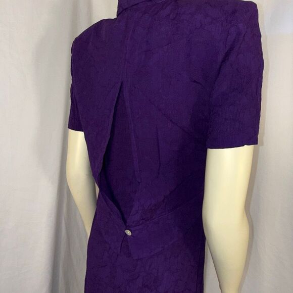 Vintage 90s Karin Stevens Purple Textured Rayon 2-Piece Maxi Dress Set Size 6 Ja - Picture 5 of 15